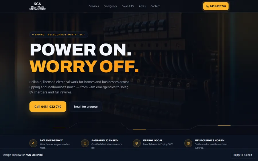 New KGN Electrical site preview